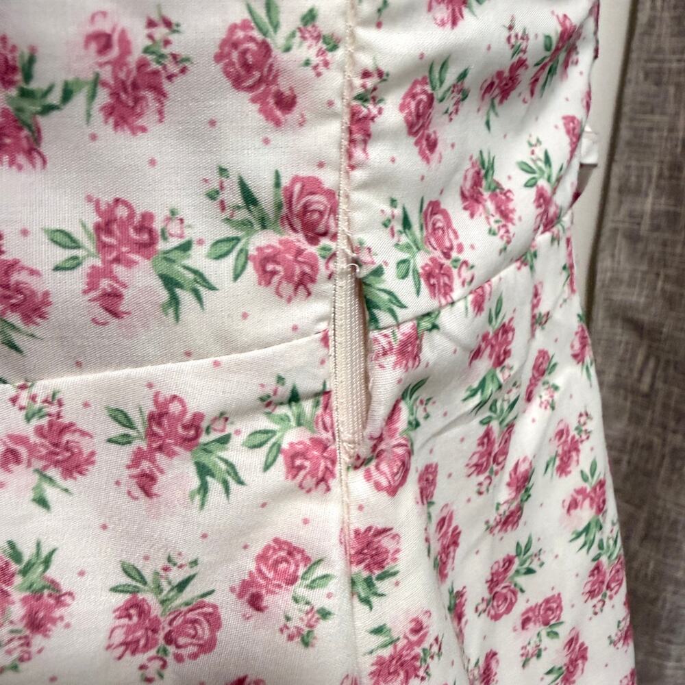 Petal & Pup Milkmaid Floral Maxi Dress M Pink Roses Corset Basque Waist Cottage - Picture 13 of 13